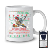 Merry Flocking Christmas; Awesome X-mas Lights Sweater Kestrel Santa; Snowing Bird Lover T-Shirt