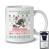 Merry Flocking Christmas; Awesome X-mas Lights Sweater Ostrich Santa; Snowing Bird Lover T-Shirt