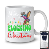 Merry Flocking Christmas; Cheerful X-mas Lights Santa Hummingbird Snowing; Bird Family Group T-Shirt