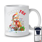 Merry Fox; Awesome X-mas Lights Christmas Santa Fox Lover; Snowman T-Shirt