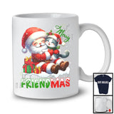 Merry Friendmas; Lovely Christmas Snowing Santa With Cat Owner Lover; Friends Family T-Shirt