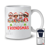 Merry Friendsmas; Adorable Christmas Lights Santa African American Boy; Friends Group.png T-Shirt