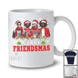 Merry Friendsmas; Adorable Christmas Lights Santa African American Men; Friends Group.png T-Shirt