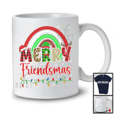 Merry Friendsmas; Amusing Christmas Lights Leopard Plaid Rainbow; Friends Family Squad T-Shirt