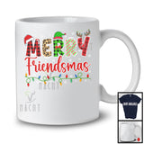 Merry Friendsmas; Amusing Christmas Lights Leopard Plaid Snowing; Friends Family Squad T-Shirt