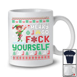 Merry Go F*ck Yourself; Amazing Christmas Elf Sweater; Pajama Matching X-mas Family Group T-Shirt