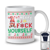 Merry Go F*ck Yourself; Amazing Christmas Gnome Sweater; Pajama Matching X-mas Family Group T-Shirt