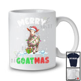 Merry Goatmas; Adorable Christmas Santa Goat; X-mas Lights Snowing Farm Farmer T-Shirt