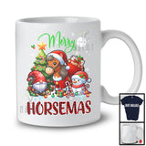 Merry Horsemas; Amazing Christmas Tree Pajama Santa Horse; Plaid Snowman Gnome Farmer T-Shirt