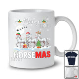 Merry Horsemas; Amusing Christmas Snow Three  Santa Elf Reindeer Horse; Farm Farmer T-Shirt