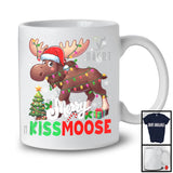 Merry Kissmoose; Adorable Christmas Lights Moose Santa Reindeer; Couple Family Group T-Shirt