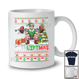 Merry Liftmas; Humorous Christmas Muscle Elf Weightlifting; Sweater Gym Workout Group T-Shirt