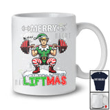 Merry Liftmas; Humorous Christmas Muscle Elf Weightlifting; X-mas Gym Workout Group T-Shirt