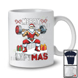 Merry Liftmas; Wonderful Christmas Snowing Santa Weightlifting; X-mas Fitness Workout Group T-Shirt