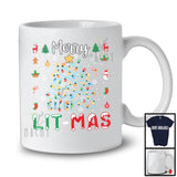 Merry Lit-mas; Amazing Christmas Lights Tree Snowing Around; Matching X-mas Family Group T-Shirt