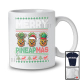 Merry Pineapmas; Amazing Christmas Sweater Three Santa Elf Reindeer Pineapple; Vegan T-Shirt