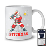 Merry Pitchmas; Awesome Christmas Santa Playing Softball; Pitcher Sport Player Team T-Shirt