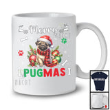 Merry Pugmas; Adorable Christmas Pug Santa; X-mas Ornaments Snowing Around T-Shirt