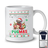 Merry Pugmas; Adorable Christmas Sweater Pug Santa; X-mas Ornaments Snowing Around T-Shirt