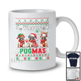 Merry Pugmas; Adorable Christmas Sweater Three Santa Pug; X-mas Ornaments Snowing T-Shirt