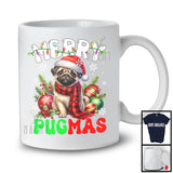 Merry Pugmas; Joyful Christmas Santa Pug With X-mas Lights Ornament; Family Group T-Shirt