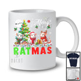 Merry Ratmas; Humorous Christmas Reindeer Elf Santa Rat; Matching X-mas Animal Lover T-Shirt