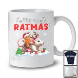 Merry Ratmas; Joyful Christmas Lights Gingerbread Riding Rat; Snowing Animal Lover T-Shirt