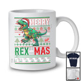 Merry Rex Max; Humorous Christmas Sweater Santa T-Rex Dinosaur; Pajama Family Group T-Shirt