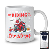 Merry Riding Christmas; Awesome X-mas Snowing Santa Riding Motorbike Lover; Family Group T-Shirt