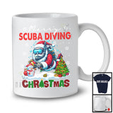 Merry Scuba Diving; Joyful Christmas Santa Scuba Diving Lover; X-mas Snowing Around T-Shirt