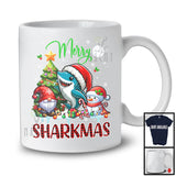 Merry Sharkmas; Amazing Christmas Tree Pajama Santa Shark; Plaid Snowman Gnome Group T-Shirt