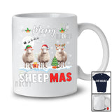 Merry Sheepmas; Amusing Christmas Snow Three  Santa Elf Reindeer Sheep; Farm Farmer T-Shirt