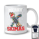 Merry Skimas; Awesome Christmas Santa Skiing Player Lover; X-mas Lights Snowing T-Shirt