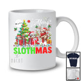 Merry Slothmas; Humorous Christmas Reindeer Elf Santa Sloth; Matching X-mas Animal Lover T-Shirt