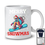 Merry Snowmas; Awesome Christmas Santa Snowboarding Player Lover; X-mas Lights Snowing T-Shirt