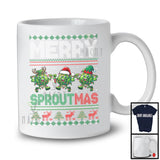 Merry Sproutmas; Amazing Christmas Sweater Three Santa Elf Reindeer Brussel Sprouts; Vegan T-Shirt