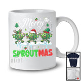 Merry Sproutmas; Amazing Christmas Three Santa Elf Reindeer Brussel Sprouts; Vegan Group T-Shirt