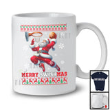 Merry Swishmas; Joyful Christmas Sweater Santa Playing Basketball; Sport Playing Player T-Shirt