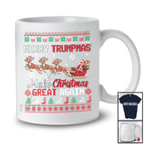 Merry Trumpmas; Humorous Christmas Sweater Trump Santa Sleigh Reindeer Back 2024; Family T-Shirt