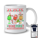 Merry Winemas, Awesome Christmas Lights Three Wine Glasses, X-mas Sweater Drinking Drunker T-Shirt