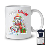 Merry Wolves; Awesome X-mas Lights Christmas Santa Wolves Lover; Snowman T-Shirt