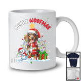 Merry Woofmas; Awesome X-mas Lights Christmas Santa Dachshund Lover; Snowman T-Shirt