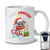 Merry Woofmas; Awesome X-mas Lights Christmas Santa Pug Lover; Snowman T-Shirt