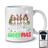 Merry Woofmas; Lovely Christmas Three Reindeer Elf Santa Beagle Owner; Snowing T-Shirt