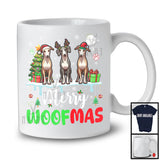 Merry Woofmas; Lovely Christmas Three Reindeer Elf Santa Whippet Owner; Snowing T-Shirt