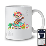 Mexican Girl Skeleton Playing Guitar; Humorous Dia De Los Muertos Skull; Mexican Family T-Shirt