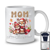 Mom Claus; Lovely Christmas Leopard Plaid Reindeer Lover; X-mas Snowing Family Group T-Shirt