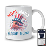 Mom Nana Great Nana, Amazing 4th Of July Squid Sea Animal, Patriotic Family Group T-Shirt