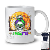 Momster; Creepy Halloween Costume Moon Skull Mom Messy Hair Bun; Monster Family Group T-Shirt