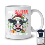 Moo Santa Get Out The Hay; Awesome Christmas Santa Cow Face; X-mas Farmer Family T-Shirt